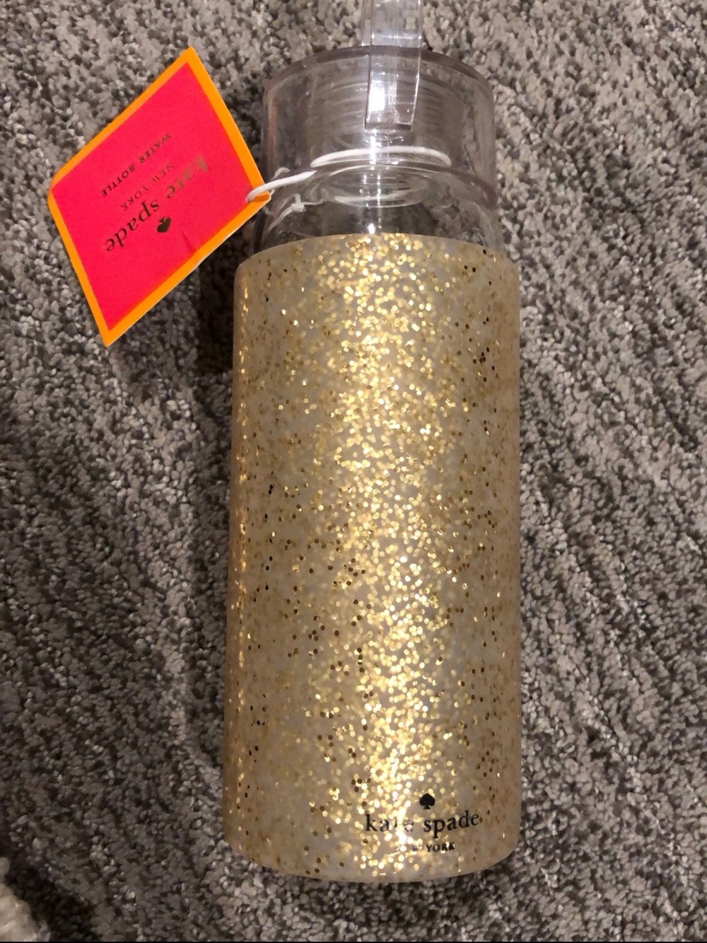 kate spade Gold Glitter Clear-Top Water Bottle